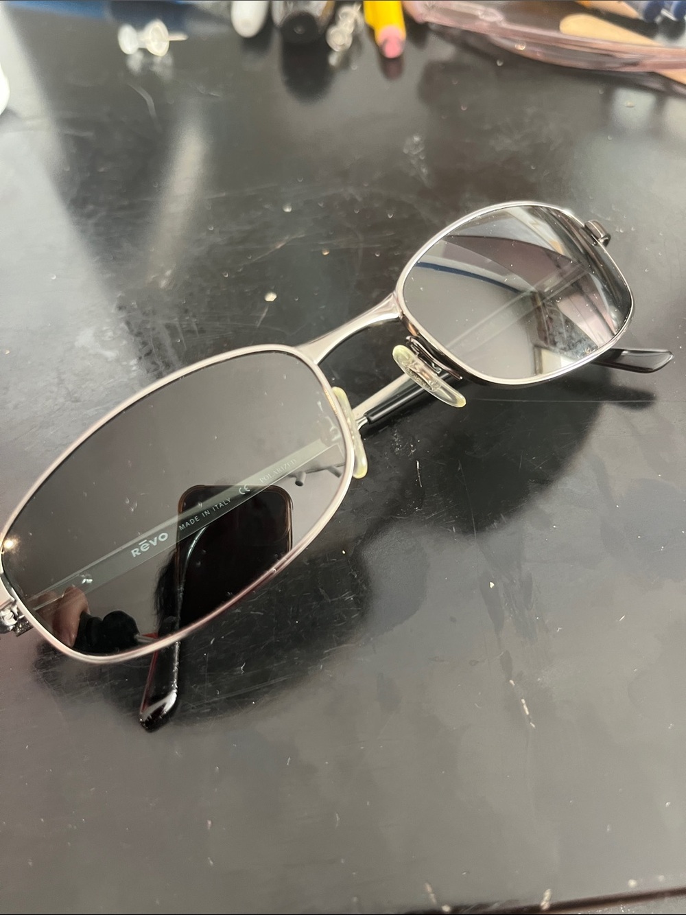 Revo gunmetal Silver Frame Sunglasses with Gray dark Smoke Lenses 3040 080 Italy